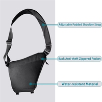 Sac de poitrine tactique Oxford antivol pratique noir pour sports de plein air, pour dissimuler une arme
