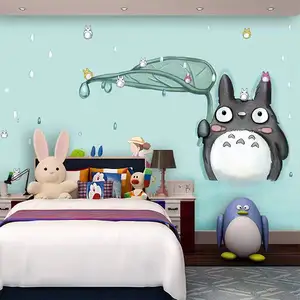 Totoro dibujos animados habitación de los niños 3D Fondo papel tapiz Príncipe princesa dibujos animados pared tela personalizada dormitorio revestimiento de paredes