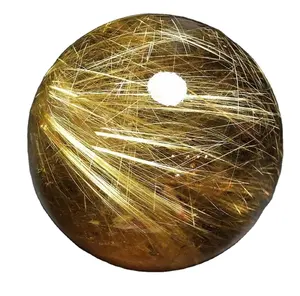 Home furnishing energy curing natural rutilated crystal ball polished gold rutilated quartz sphere for meditation