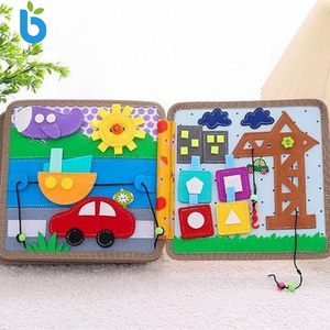 BABUR Tableau d'activités pour enfants <span class=keywords><strong>en</strong></span> bas âge, activités d'apprentissage préscolaire, jouet sensoriel éducatif, <span class=keywords><strong>livre</strong></span> silencieux <span class=keywords><strong>en</strong></span> coton - Product Image 2