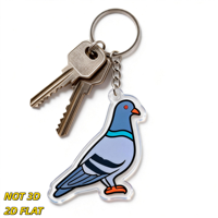 Porte-clés en acrylique en forme de pigeon, motif oiseau bleu avec anneau métallique, accessoire léger et original