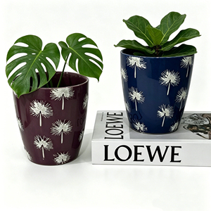 Pots à fleurs en céramique coniques de haute qualité à motif pissenlit multicolore pour la culture intérieure, la décoration de la maison et l'aménagement de bureaux - Product Image 3
