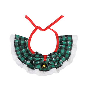 Pañuelo de encaje con lazo y campana para mascotas, estilo navideño, accesorio de cosplay para gatos y perros, decoración festiva de invierno - Product Image 5