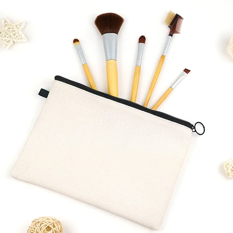 Organic Cotton Jute Cosmetic Linen Bags Eco Custom Beauty Makeup Accessories Small Mini Canvas Make Up Pouch Bag With Zipper