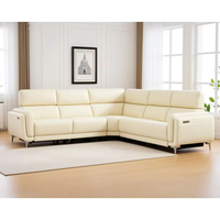 Canapé inclinable en cuir moderne pour plusieurs personnes - Fonctionnalités de massage réglables électriquement, extensible, avec chargeur USB en bois (multifonctionnel)