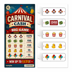 New Style Variable Data Color Printing Double Sided Light Blocking Feature Custom FIve Windows Instant Win Pull Tab Game Cards - Product Image 1