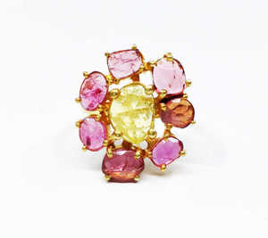 Plata de Ley 925 chapado en oro con diamantes hecho a mano multiturmalina eternidad anillos Vermeil boda clásica todos los días y fiesta - Product Image 2