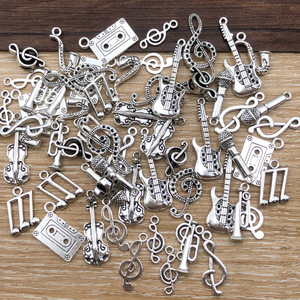 Breloques en argent vieilli en forme d'instruments de musique pour la création de bijoux DIY, pendentifs de style rétro artistique - Product Image 2