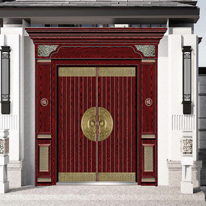 Porte d'entrée double simple en alliage de zinc, sur mesure, pour cour chinoise, villa, porte de sécurité extérieure, portes <span class=keywords><strong>PVC</strong></span> extérieures, fabrication usine - Product Image 3