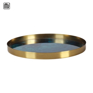 Décor de <span class=keywords><strong>maison</strong></span> de Noël Jane European Light Luxury Restaurant Hotel Blue Glass Agate Pattern Tray - Product Image 3