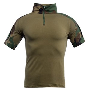 T-shirt tactique DF gris camouflage désert, séchage rapide, évacuation de l'humidité, extensible, pour sports d'été, en stock - Product Image 4