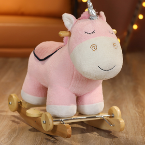 Cheval à bascule pour enfants, animal en peluche vert, cerf elfe, deux-en-un, pour garçons et filles de 2 à 6 ans - Product Image 4