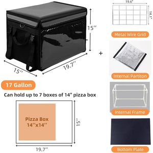 Bolsa Térmica Grande para Entrega de Alimentos TooCust XXL 19.7 X 15 X 15 con Marco Interno Impermeable para Entrega Comercial de Pizza - Product Image 5