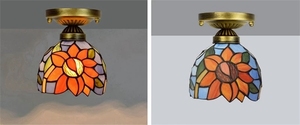 Plafoniera retrò in vetro colorato colorato plafoniere Vintage mediterraneo corridoio corridoio LED e27 lampada da balcone illuminazione - Product Image 4