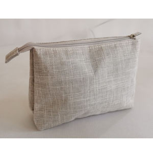 Sac cosmétique en chanvre naturel personnalisé, sac de toilette en tissu de coton, pochette à crayons écologique, pochette à fermeture éclair en toile de chanvre, sac à maquillage - Product Image 1