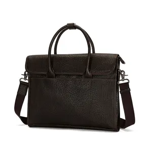 Wholesale Retro Handmade Office Lawyer Messenger Bag Full Grain Business Men Cowhide Leather Laptop Briefcase