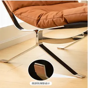 Lounge Chair Nordic Minimalist Black Living Room Bedroom Armchair With Stool Modern Single Sofa Chair For Hotel Villa Apartment