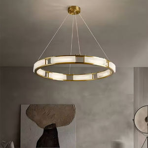 โคมไฟเพดานทรงกลมทองเหลืองทันสมัยพร้อมโคมอะลาบาสเตอร์ ไฟ LED สีวอร์มไวท์ สำหรับห้องนั่งเล่น - Product Image 4