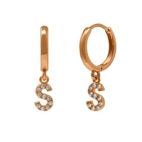 Boucles d'oreilles créoles unisexes Milskye tendance, plaquées or 18 carats, en argent 925, avec breloque cercle et lettres en zircon, idéales comme cadeau de mariage