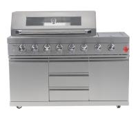 Barbecue à gaz DEYAO DY611A 58 pouces 99 500 BTU en acier inoxydable avec brûleur arrière infrarouge, table latérale et chariot, autonome pour extérieur