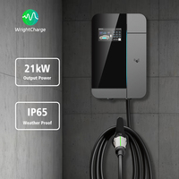 Cargador de Pared para Vehículos Eléctricos Tipo 1/Tipo 2/GBT de 21 kW, Nivel 2 AC, para Áreas de Servicio en Carreteras, con OCPP, RFID, WiFi, DLB, Trifásico, WrightCharge
