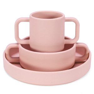 Ensemble de vaisselle pour enfants en silicone avec bol à poignée, tasse, sans BPA, style simple, 0-12 mois, ustensiles d'alimentation de qualité alimentaire - Product Image 4