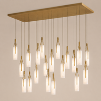 Lustre cascade carré blanc personnalisé en albâtre, grande suspension décorative pour villa, escalier, hall d'hôtel et foyer