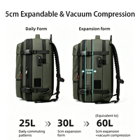 Sac à dos antivol approuvé pour les voyages d'affaires avec pompe à air intégrée, compartiment pour ordinateur portable 17 pouces, sac de voyage TSA avec compression sous vide