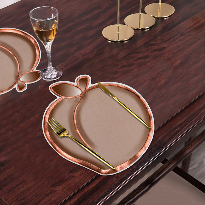 Rose Gold Flower Shape Irregular Eco PVC Placemats For Dinning Table