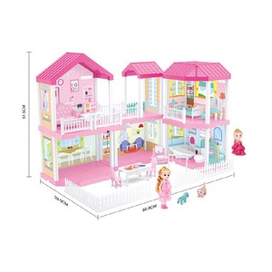 Casa de Juguete de Plástico Creativa y Divertida para Niños KSF, Villa de Ensueño Rosa para Muñecas <span class=keywords><strong>con</strong></span> Luces, Ensamblaje DIY - Product Image 5