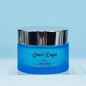 Contenants cosmétiques en verre vides de luxe personnalisés de 50 g avec couvercles en aluminium, pots bleus mats pour baume à lèvres et crèmes pour le visage et les yeux - Product Image 1
