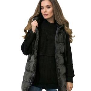 Gilet en cuir bouffant sans manches à la mode avec col à capuche vêtements d'extérieur pour femmes pour l'automne hiver Offres Spéciales - Product Image 1