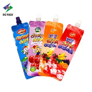 DQ-Bolsa de embalaje de zumo con impresión personalizada, 150ml, VMPET, boquilla de soporte, bolsa de plástico para embalaje de frutas