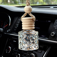 Bouteille diffuseur en verre gaufré de 8 ml avec couvercle en bois, pour aromathérapie, parfum de voiture, bouteille en verre pour voiture et maison, OEM ODM