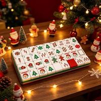Weihnachts-Mahjong-Steine Rot Grün Weiß Mehrschichtig Acryl Santa Baum Zuckerstange 160-teiliges Amerikanisches Mahjong-Set für Feiertags-Spieleabende