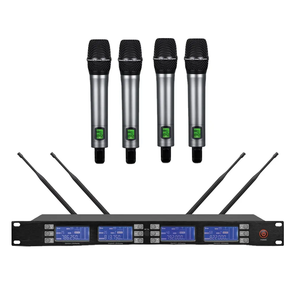 Professionelle UHF True diversity 4 in 1 wireless mikrofon