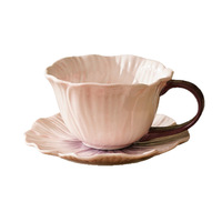Ensemble de tasses à café et soucoupes en céramique, style français vintage, motif floral peint à la main sous l'argile, pour le thé de l'après-midi