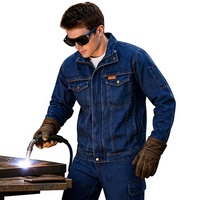 Ensemble de vêtements de travail de soudage robustes 310 GSM, résistant aux étincelles, anti-brûlure, réfléchissant, triple couture, uniforme de charpentier unisexe