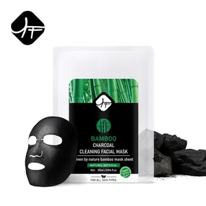 Oem masker lembaran wajah organik arang bambu Perawatan Wajah Pembersih Pengontrol Minyak sutra hitam kustom
