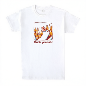 Camiseta Fire Duck Yeah, camiseta promocional con estampado gráfico blanco - Product Image 2