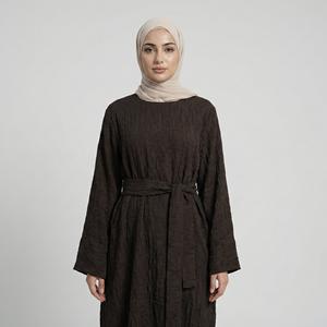 हॉट <span class=keywords><strong>2026</strong></span> के नए कस्टम रामदान इड इस्लामिक कपड़े सुरुचिपूर्ण दुबाई अबाया महिला मुस्लिम पोशाक 3 डी बबल पॉलिएस्टर ओपन - Product Image 1