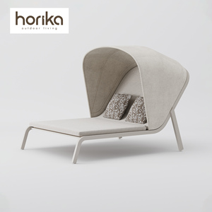 وصل حديثًا أثاث فاخر بجانب المسبح من الألومنيوم من المنتجعات الحديثة في جميع الأحوال الجوية كراسي شمسية مزدوجة مع مظلة - Product Image 5