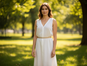 Catena in lega d'acciaio da donna placcata oro, elastica e semplice, per uso quotidiano - Product Image 2