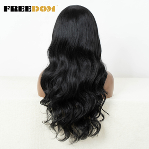 Pelucas Sintéticas con Frente de Encaje FREEDOM para Mujer, Parte <span class=keywords><strong>C</strong></span>, Encaje Transparente, 26 Pulgadas, Rubio, Negro, para Gris, Rojo Rosa, Cosplay, Fiesta - Product Image 5