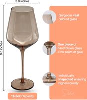 Verres à vin colorés soufflés à la main en cristal de couleurs multiples Verres à vin à longue tige et grand bol Verres à vin colorés à tige vente en gros