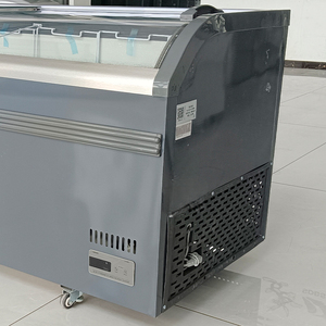 <span class=keywords><strong>Réfrigérateur</strong></span> commercial à température unique JINYU, prix usine, vitrine d'îlot de supermarché, vitrine incurvée en verre, affichage numérique - Product Image 6