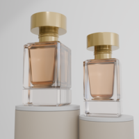 Flacons pompe carrés en verre transparent LANCAI 30/50 ml avec bouchon en bois, finition mate et sérigraphie givrée