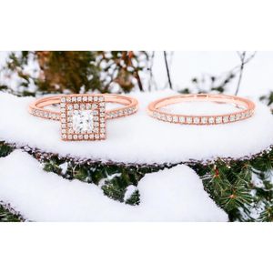 KEEVA JEWELS 0.50Ct <b>Moissanite</b> <b>Engagement</b> <b>Rings</b> Sterling Silver Round & Other with Matching B& - Product Image 2