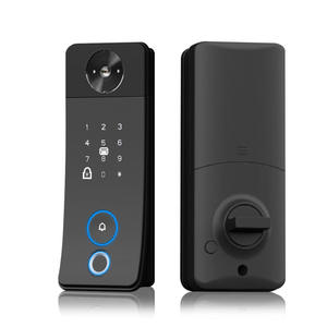 Nouvelle serrure de porte intelligente Tuya WiFi avec pêne dormant automatique, empreinte digitale, serrure numérique carrée et sonnette intégrée pour la maison - Product Image 1