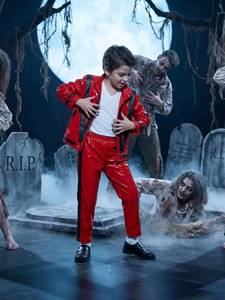 Costume de roi rouge étoilé HP pour enfants, veste en simili cuir brillant et pantalon pour Halloween et cosplay - Product Image 3